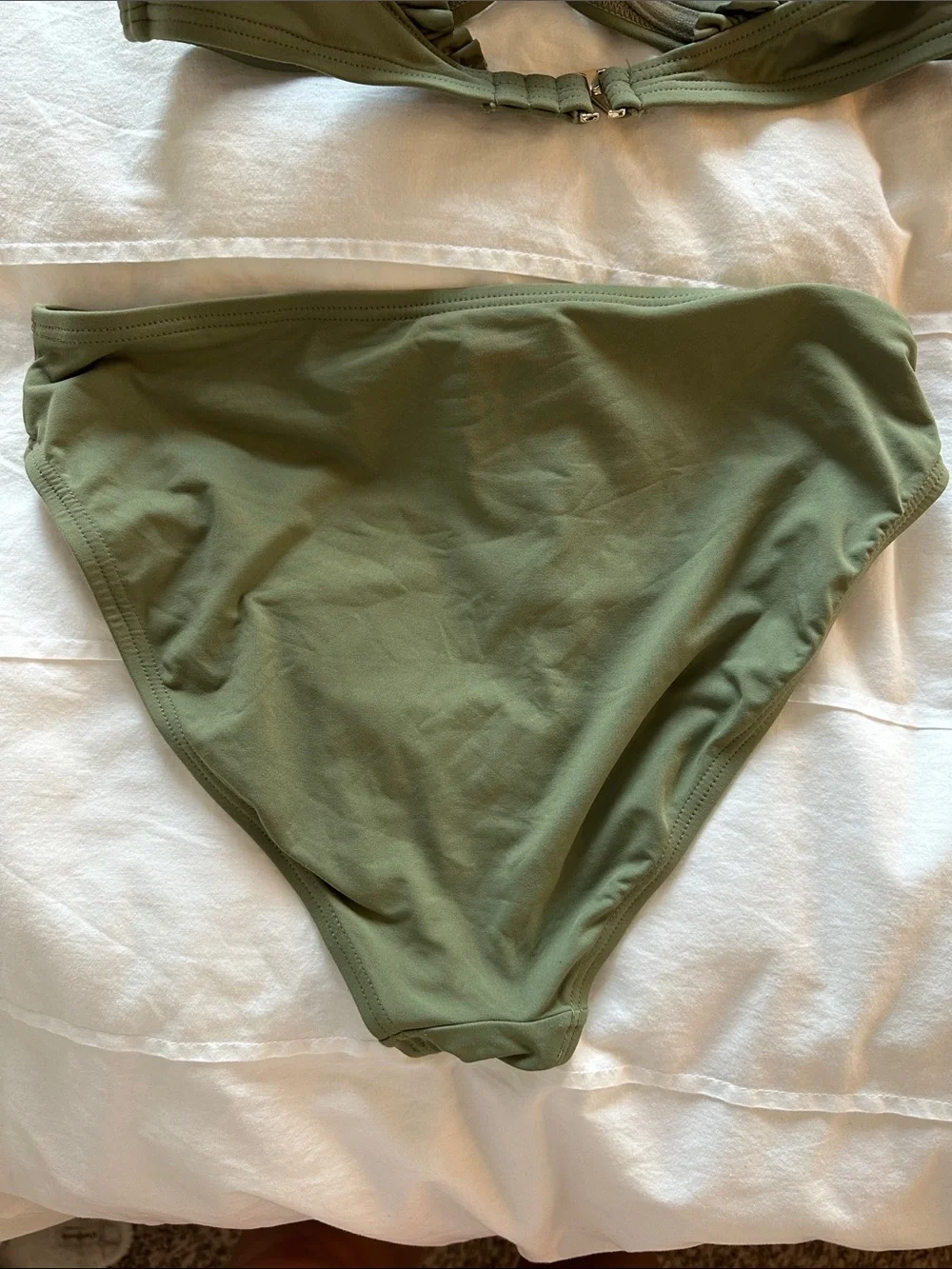 Michael Kors Olive Green Ruffle Bandeau Bikini Set - Women Swim size medium
